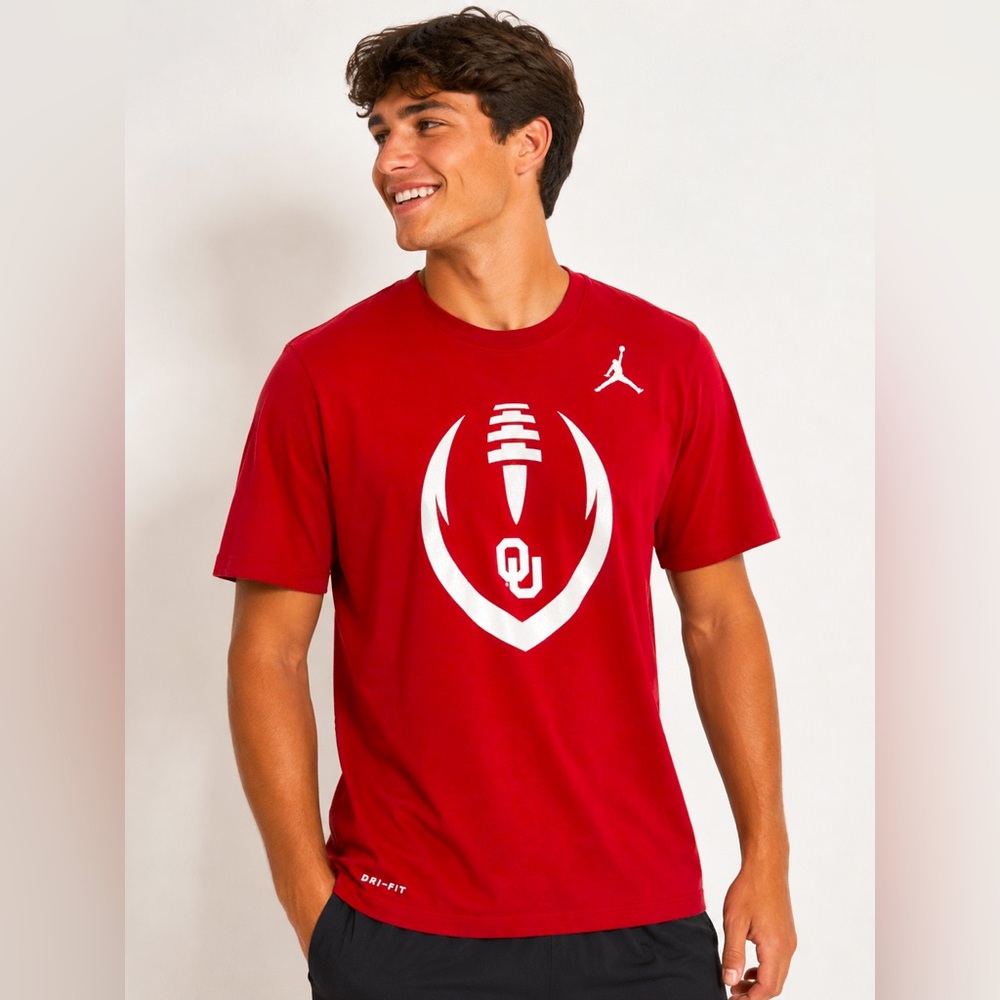 Nike Jordan OU Sooners Dri-FIT Football T-Shirt Red Men’s XL Graphic Tee